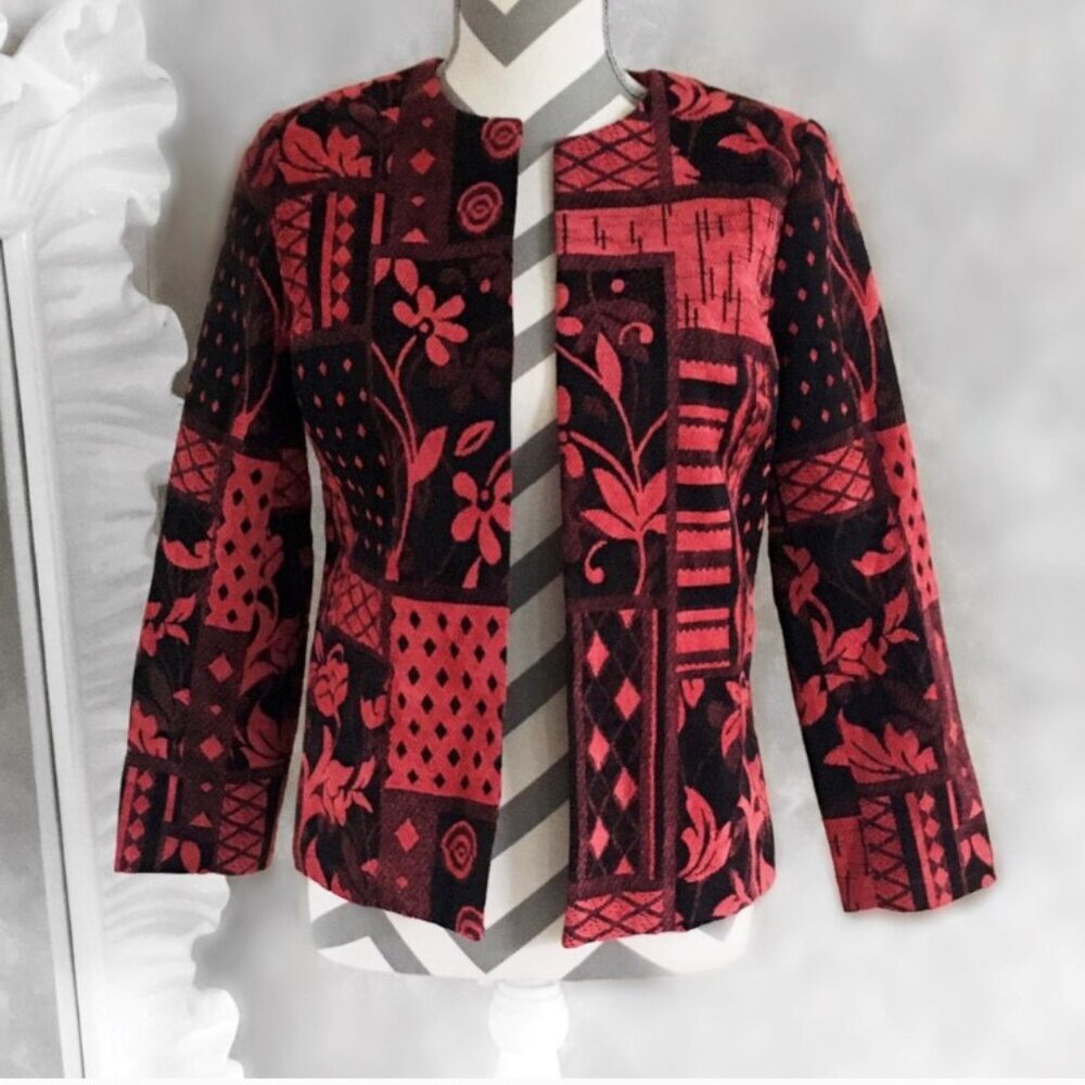 Vintage Bfa Patchwork Classic Cropped Blazer Jack… - image 2